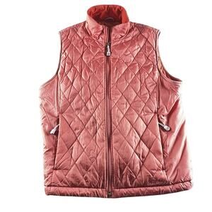 LL Bean Women’s Puffer Vest Pink Size Large Zip Up With Pockets